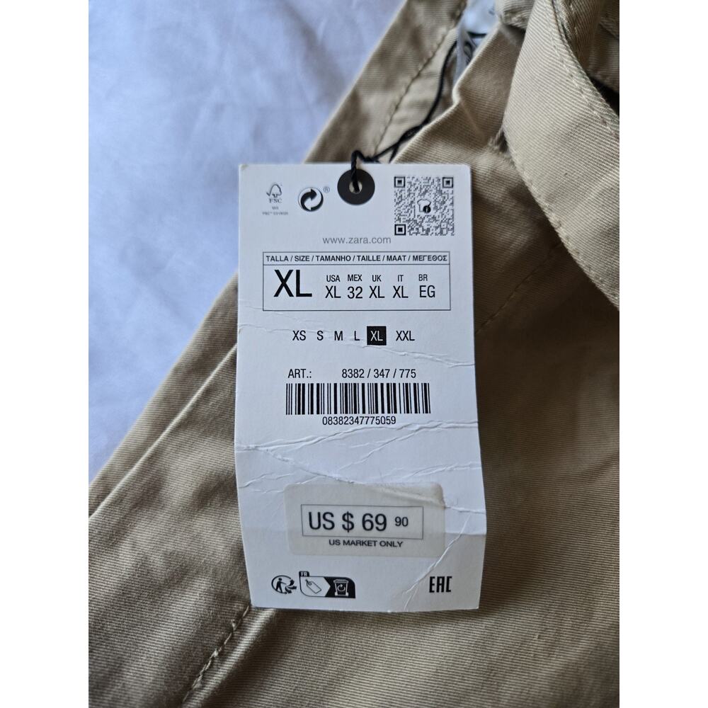 Zara Washed Twill Pants Light Whiskey Old Money Coastal Oversized Quiet Luxury - Picture 5 of 10